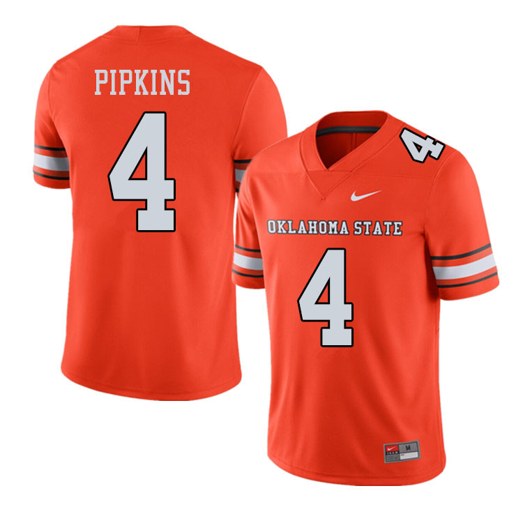 Men #4 Lenzy Pipkins Oklahoma State Cowboys College Football Jerseys Sale-Alternate Orange